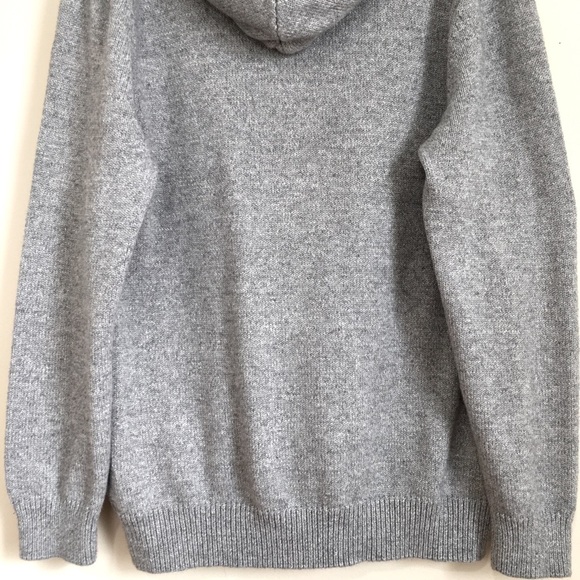 H&M Henley Heather Gray Long Sleeve Hooded Pullover Knit Sweater - Picture 6 of 15
